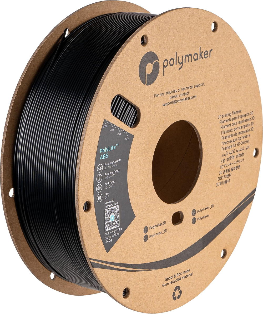 Polymaker ABS black front packaging showing sealed box and labeling for protection