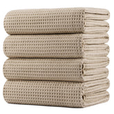 POLYTE waffle towel folded front view showing compact storage and soft feel