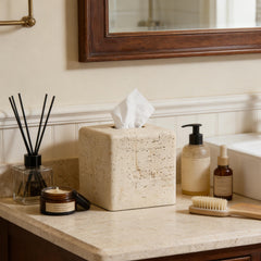 Polytree open-bottom top detail for quick tissue box refills and convenience