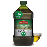 Pompeian smooth bottle front label showing brand and clear, mild cooking option