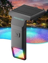 POOLHACKER front-mounted on pool edge showing secure fit and instant ambiance