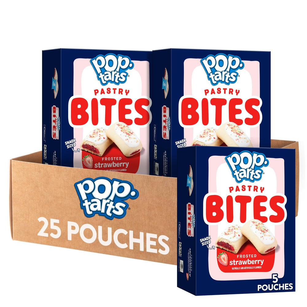 Pop-Tarts front packaging showing 25 pouch case and flavor for easy storage