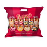 Popcornopolis front packaging showing 12 mini cones and striped logo for gift appeal