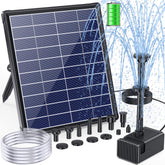 POPOSOAP front view of solar fountain showing compact design and benefits