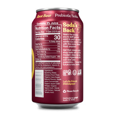 poppi root beer can close-up showing label and bubbles, highlighting crisp carbonation benefit
