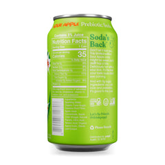 poppi sour apple can closeup label highlighting ingredients and low sugar benefit