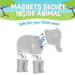 POPULAR PLAYTHINGS crocodile-giraffe hybrid assembled to illustrate creative play possibilities