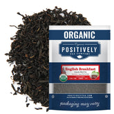 Positively Tea front package showing organic labeling and 16 oz size, clear pantry benefit