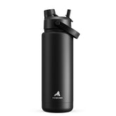POWCAN bottle front view showing Dark Knight finish and capacity benefit