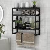 PPN bamboo towel rack front view showing compact storage and natural look