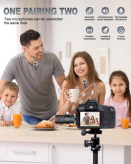 PQRQP transmitter clipped to shirt illustrating hands-free recording for interviews and vlogs
