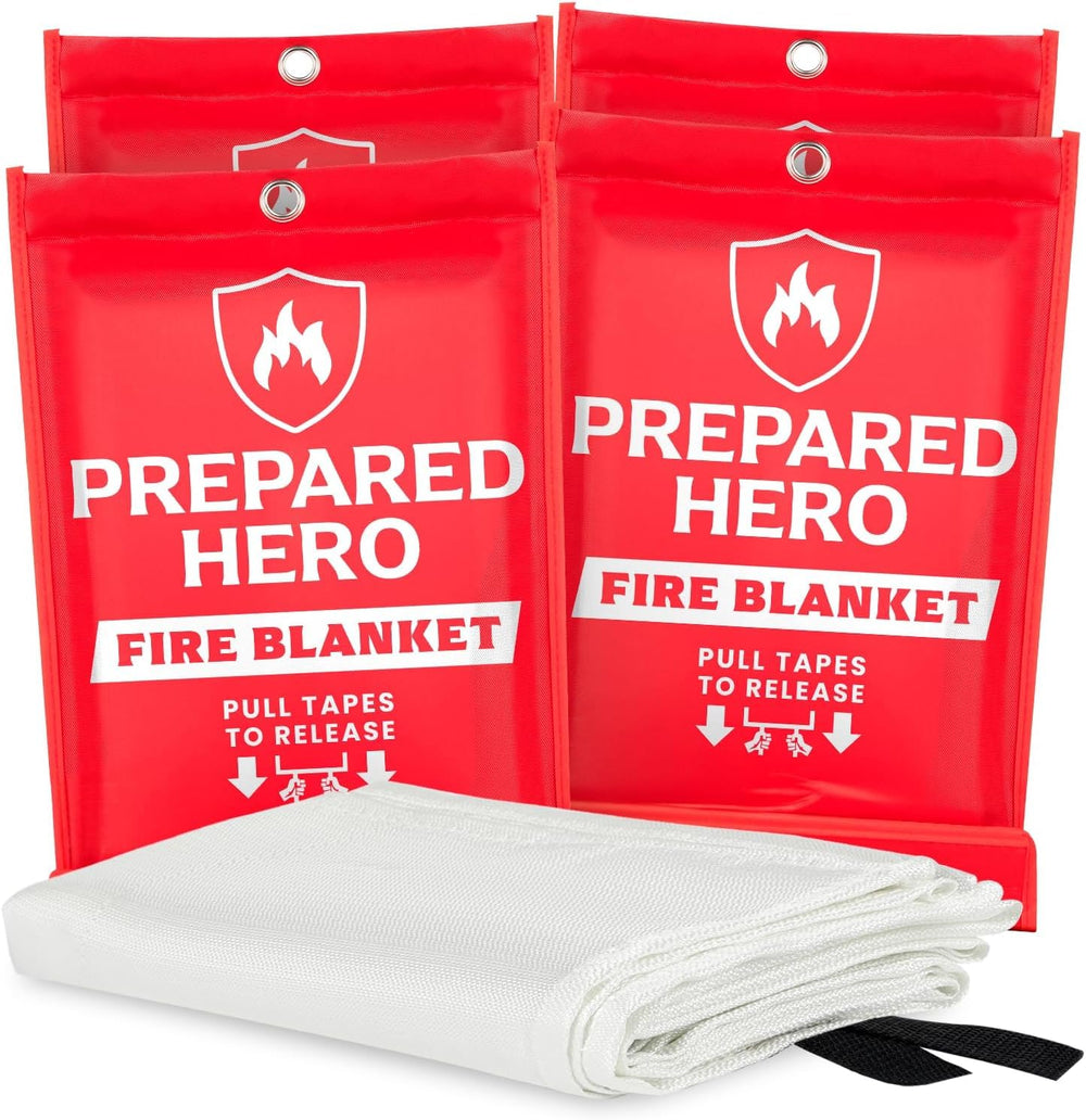 Prepared Hero front packaging showing four blankets and safety labeling for quick protection