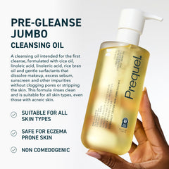 Prequel pump dispensing oil cleanser for controlled, mess-free use