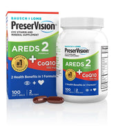PreserVision AREDS2 bottle front view showing brand and product benefits