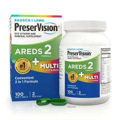 PreserVision front packaging showing product name and 100 softgels, clear benefit of convenience