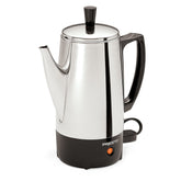 Presto 02822 front view showing stainless body and lid, durable and fast brewing