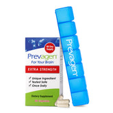 Prevagen front packaging showing product and pill minder for convenient dosing