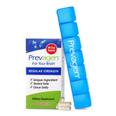 Prevagen front packaging showing bottle and pill minder, brand for daily routine