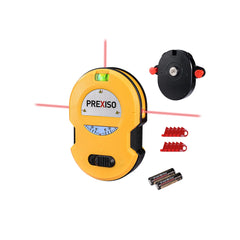 PREXISO front view showing cross laser lines and compact housing for fast alignment
