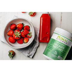Primal Kitchen collagen stirred into coffee highlighting neutral taste benefit