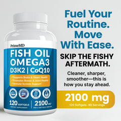 PrimeMD softgels close-up showing smooth texture for easy swallowing