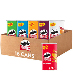 Pringles variety pack front view showing six flavors, Pringles fresh convenience