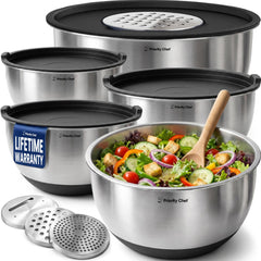 Priority Chef front packaging and full set view showing all bowls and lids for organized prep
