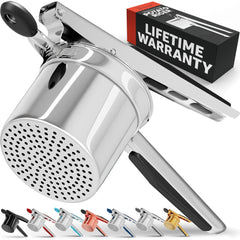 PriorityChef front view of potato ricer showing sturdy construction and easy use