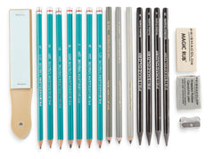 Prismacolor water-soluble pencils with brush creating washes for richer darks and blends
