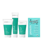 Proactiv front packaging showing the complete 3-step kit and included patches benefit: clear routine overview