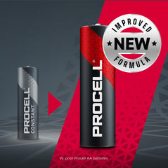 PROCELL close-up on battery label displaying capacity and manufacturing quality benefit