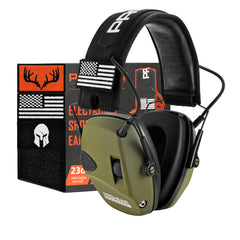 PROHEAR front view green muffs showing slim cups and padding for comfortable protection