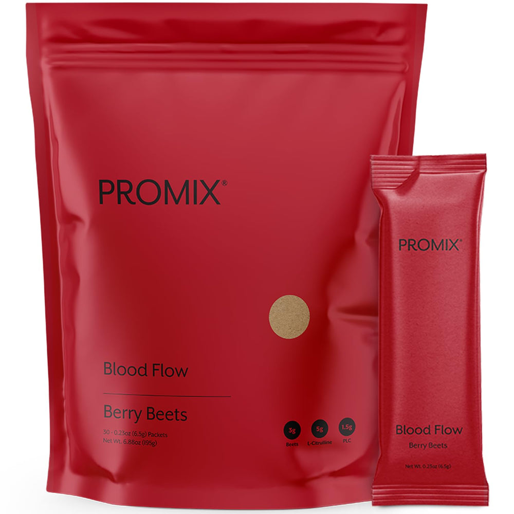 ProMix Blood Flow front packaging showing clean label and 30 servings benefit