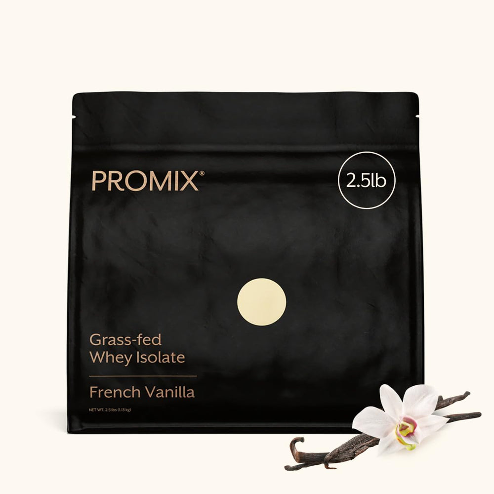 ProMix Nutrition front label showing vanilla tub and clean ingredients benefit