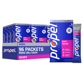 Propel front packaging showing Berry flavor and 96 sticks benefit quick hydration