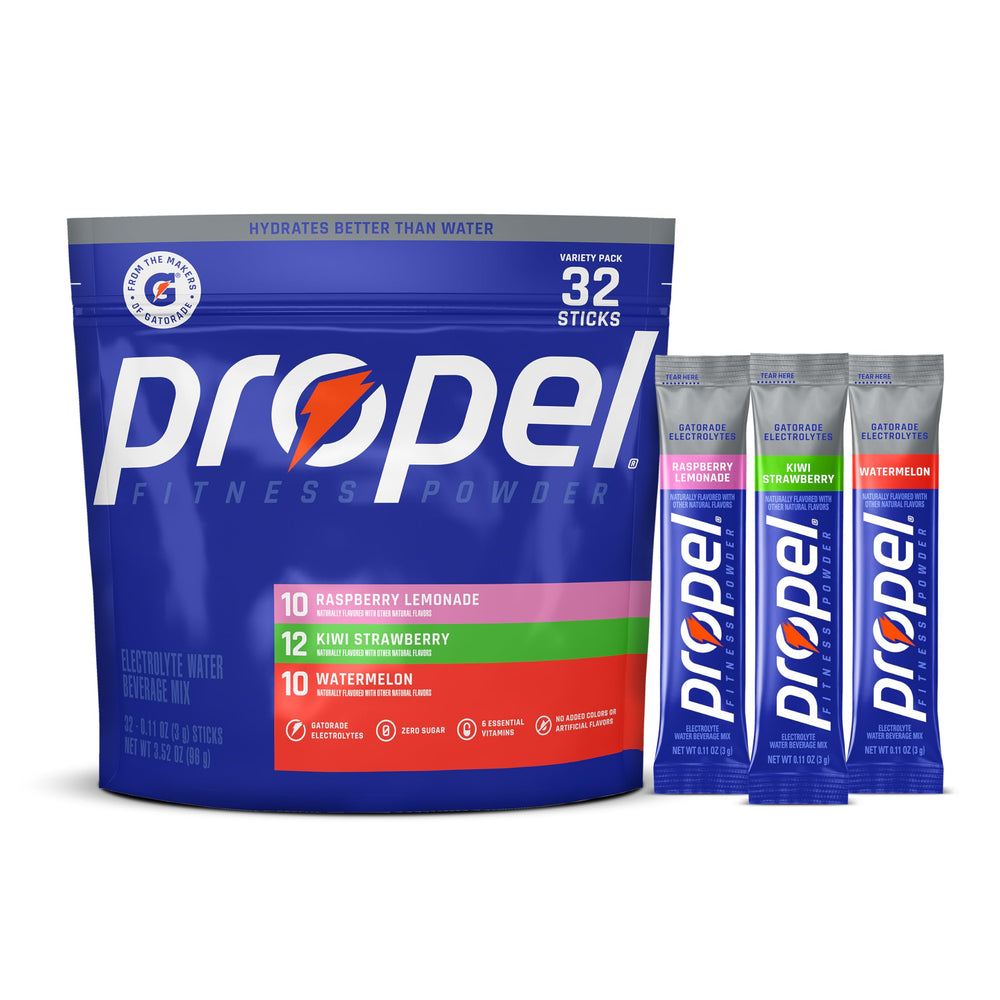 Propel front pouch packaging showing variety pack and zero sugar benefit