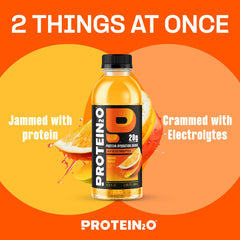 Protein2o close-up label highlighting protein and electrolyte amounts for clarity