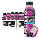 Protein2o front packaging showing dragon fruit blackberry flavor and convenience
