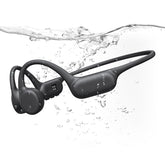 PSIER front view of bone conduction headphones showing open-ear design and fit benefit