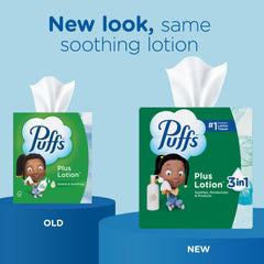 Close-up of Puffs tissue texture and lotion treatment, gentle on skin