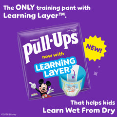 Pull-Ups close-up of Learning Layer, brand showing wetness feedback benefit