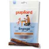 Pupford front packaging showing 4-count smoked bully sticks and reduced odor benefit