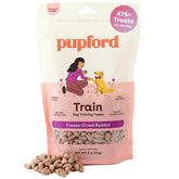 Pupford front packaging showing 4 oz rabbit freeze-dried treats and benefit portability