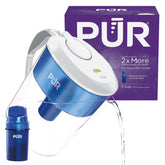 PUR 11-cup pitcher front view showing white design and ergonomic handle for easy pouring