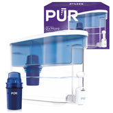 PUR front view of white-blue dispenser showing compact design and easy access