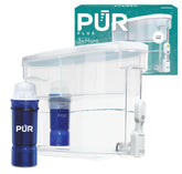 PUR front view of 30-cup dispenser showing white housing and capacity benefit