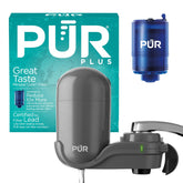 PUR front view of faucet mount showing compact design and easy install benefit