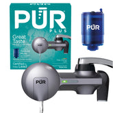 PUR front view of faucet mount showing compact design and instant filtration benefit