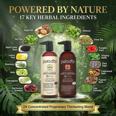 PURA D'OR botanical ingredient display highlighting natural extracts and benefits