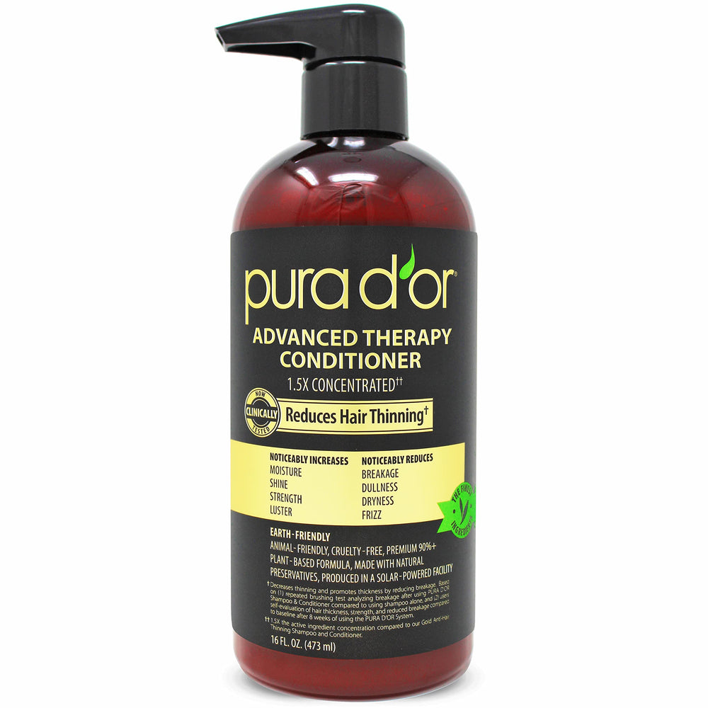 PURA D'OR front packaging showing bottle and clear product benefit
